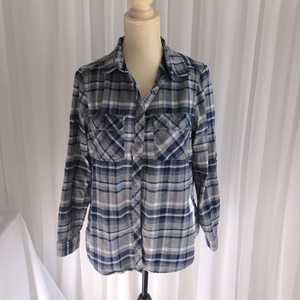 Plaid button down cotton shirt